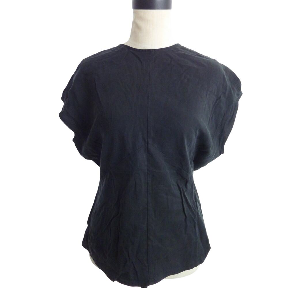 Everlane The Drape Top Womens Size 2 Butterlite Black Tencel Cap Sleeve Blouse